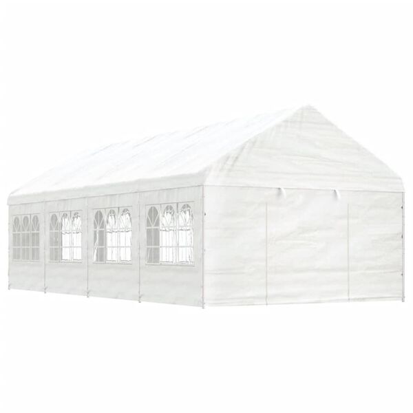 vidaXL Gazebo com telhado 8,92x4,08x3,22 m polietileno branco