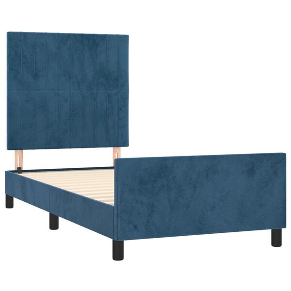 vidaXL Estrutura de cama sem colch&atilde;o 90x200 cm veludo azul-escuro