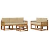 vidaXL Conjunto de Sof&aacute;s para Exterior 6 pcs Natural e Bege Poli&eacute;ster