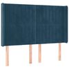 vidaXL Cabeceira cama c/ abas veludo 147x16x118/128 cm azul-escuro