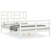 vidaXL Estrutura de cama com cabeceira 140x190cm madeira maci&ccedil;a branco