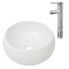 vidaXL Lavat&oacute;rio com torneira misturadora cer&acirc;mica redondo branco