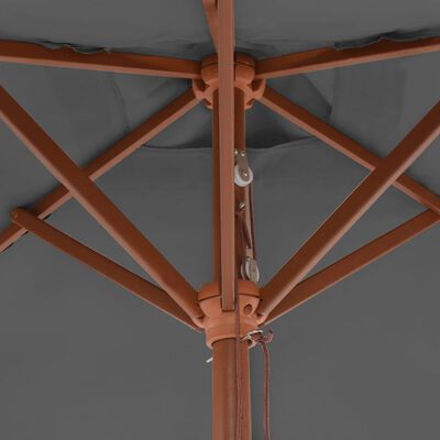 vidaXL Guarda-sol de exterior c/ mastro de madeira 150x200cm antracite