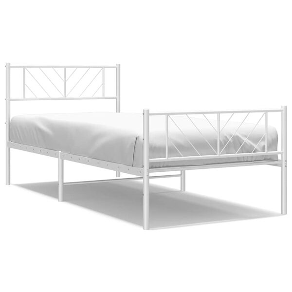 vidaXL Estrutura de cama com cabeceira e p&eacute;s 100x200 cm metal branco