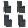 vidaXL 5 pcs conjunto de jantar p/ jardim c/ almofad&otilde;es vime PE preto