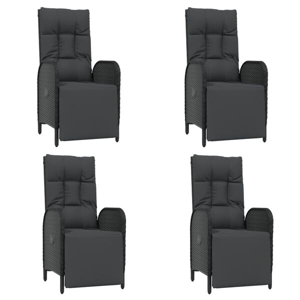 vidaXL 5 pcs conjunto de jantar p/ jardim c/ almofad&otilde;es vime PE preto
