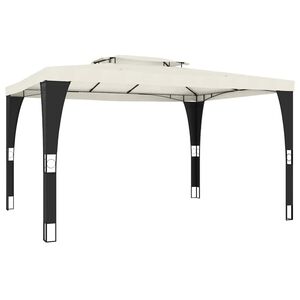 VidaXL Gazebo com telhado duplo 3,98x2,98 m a&ccedil;o creme