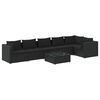 vidaXL 7 pcs conjunto lounge de jardim c/ almofad&otilde;es vime PE preto