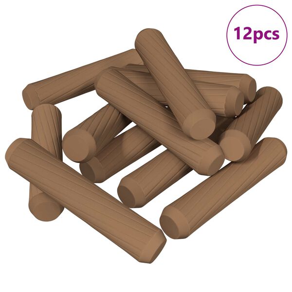 vidaXL Dowels de madeira 12 pcs Castanho &Oslash;8 x 35 mm Madeira maci&ccedil;a