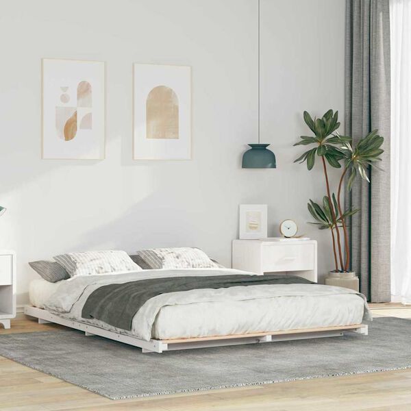vidaXL Estrutura de cama de chão Branco 140 x 210 cm