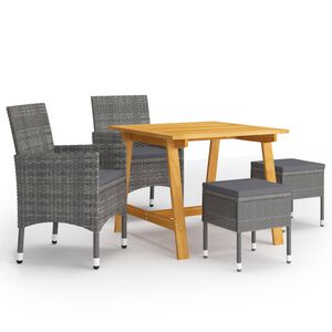 vidaXL 5 pcs conjunto de jantar para jardim cinzento