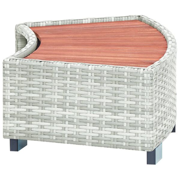 vidaXL Degrau para spa em vime 92x45x25 cm cinzento-claro
