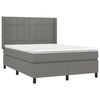 vidaXL Cama box spring c/ colch&atilde;o e LED 140x190 cm tecido cinza-escuro