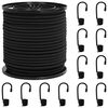 vidaXL Cordas Bungee com Ganchos 4 mm Preto PP e Borracha