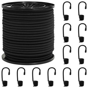 vidaXL Cordas Bungee com Ganchos 4 mm Preto PP e Borracha
