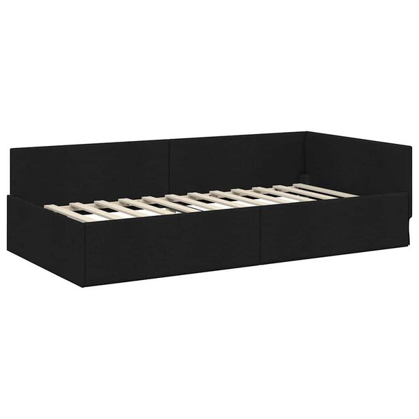 vidaXL Estrutura de Cama de Canto Preto 90 cm x 200 cm Veludo