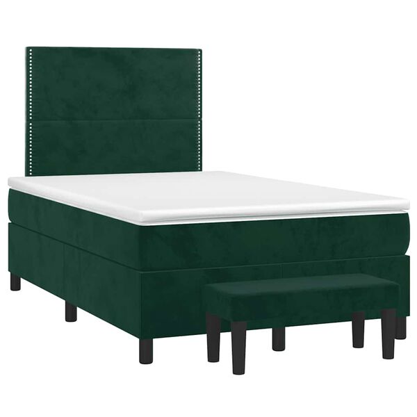vidaXL Cama com molas/colch&atilde;o 100x200 cm veludo verde-escuro