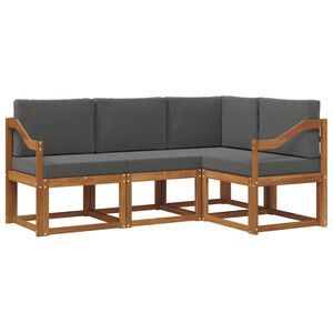 vidaXL Conjunto de Sof&aacute;s para Exterior 4 unid. Natural e Antracite