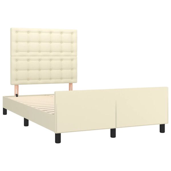 vidaXL Estrutura de cama c/ cabeceira couro artificial 120x200cm creme