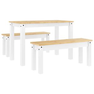 vidaXL 3 pcs conjunto de jantar PANAMA madeira pinho maci&ccedil;a branco