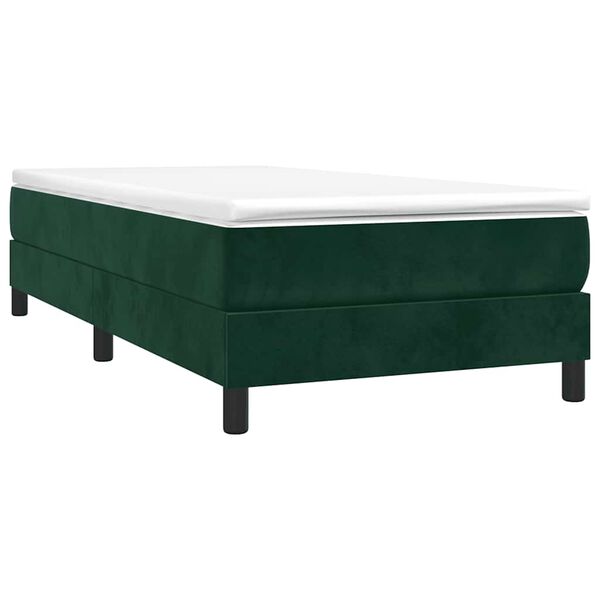 vidaXL Estrutura de cama com molas 90x200 cm veludo verde-escuro