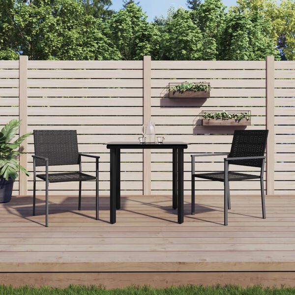 vidaXL 3 pcs conjunto de jantar p/ jardim vime PE e a&ccedil;o
