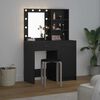 vidaXL Conjunto de Mesa de Maquiagem com LED 2 pcs Carvalho Preto