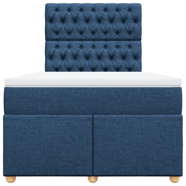 vidaXL Cama boxspring com colch&atilde;o 120x190 cm tecido azul