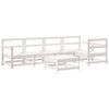 vidaXL 6pcs conjunto lounge jardim c/ almofadões madeira maciça branco