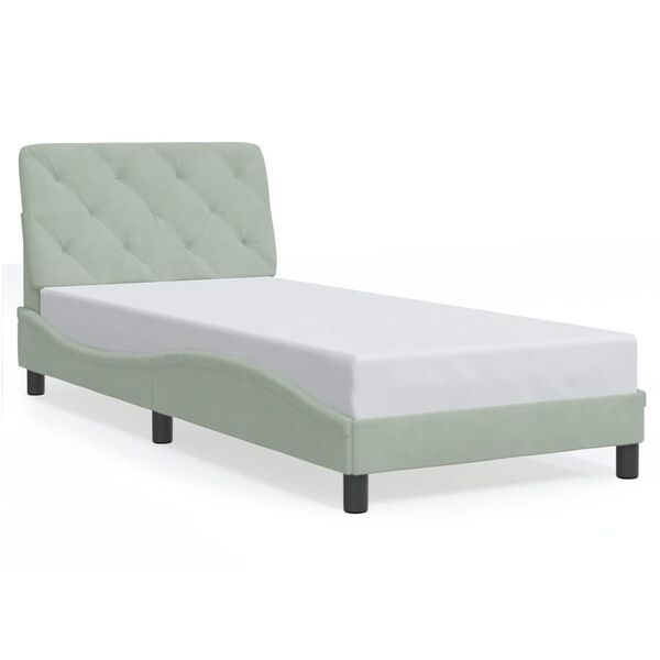 vidaXL Estrutura de cama sem colch&atilde;o 80x200 cm veludo cinzento-claro