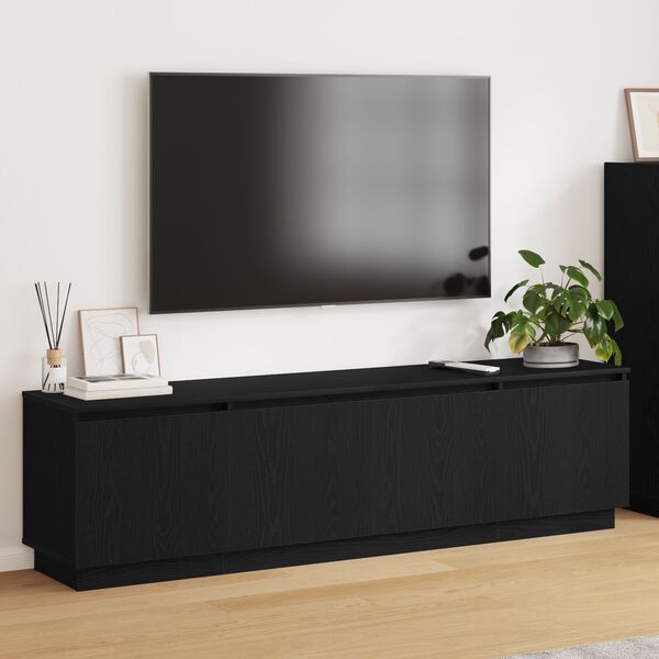 vidaXL M&oacute;vel de TV com LED Carvalho preto 180 x 38 x 49 cm