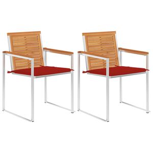 vidaXL Cadeiras de jardim com almofad&otilde;es 2 pcs ac&aacute;cia maci&ccedil;a e a&ccedil;o