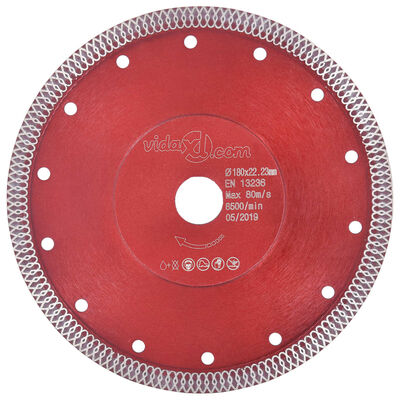 vidaXL Disco de corte de diamante com orifício 180 mm aço