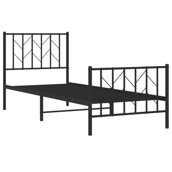vidaXL Estrutura de cama com cabeceira e p&eacute;s 80x200 cm metal preto