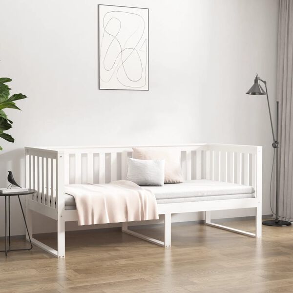 vidaXL Sof&aacute;-cama sem colch&atilde;o 90x200 cm madeira de pinho maci&ccedil;a branco