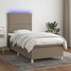 vidaXL Cama box spring + colch&atilde;o/LED 90x200cm tecido cinza-acastanhado
