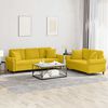 vidaXL 2 pcs conjunto de sof&aacute;s com almofadas veludo amarelo
