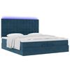 vidaXL Cama otomana com colch&otilde;es/LEDs 200x200 cm veludo azul-escuro