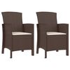 vidaXL 3 pcs conjunto lounge jardim com almofad&otilde;es vime PP castanho