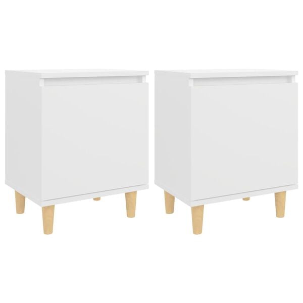 vidaXL Mesas de cabeceira pernas madeira maci&ccedil;a 2pcs 40x30x50cm branco