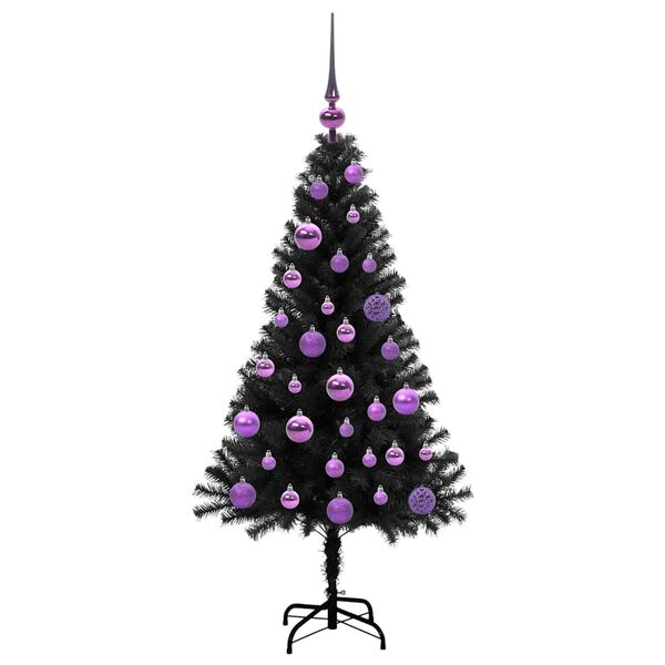 vidaXL &Aacute;rvore de Natal com 150 LEDs com suporte Preto 120 cm PVC