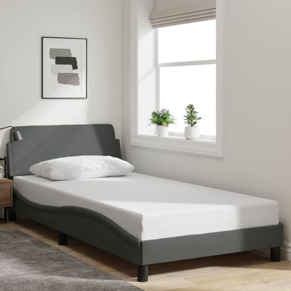 vidaXL Estrutura de cama Dover 100x200 cm tecido cinzento-escuro
