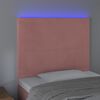 vidaXL Cabeceira de cama c/ luzes LED veludo 80x5x118/128 cm rosa
