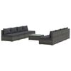 vidaXL 9 pcs conjunto lounge de jardim c/ almofad&otilde;es vime PE cinzento