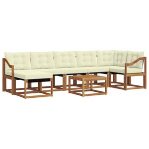 vidaXL Conjunto de Sof&aacute;s para Exterior 8 pcs Natural e Creme