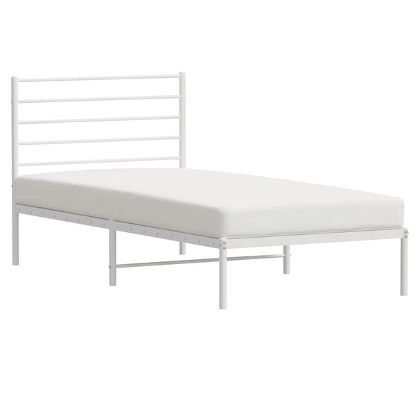 vidaXL Estrutura de cama com cabeceira 100x200 cm metal branco