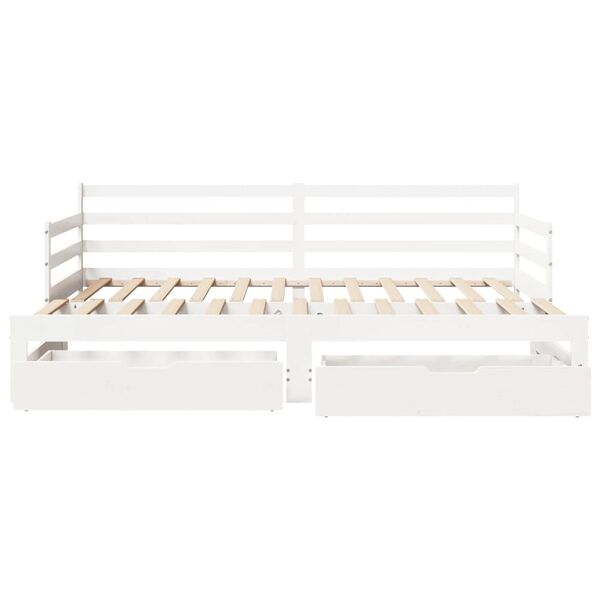 vidaXL Sof&aacute;-cama com gavet&atilde;o e gavetas sem colch&atilde;o 90x190 cm branco
