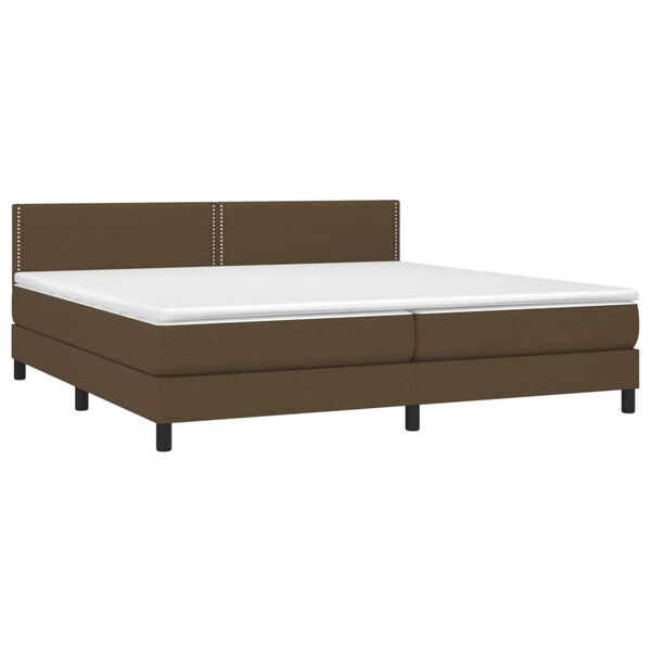 vidaXL Cama box spring c/ colch&atilde;o/LED 200x200cm tecido castanho-escuro