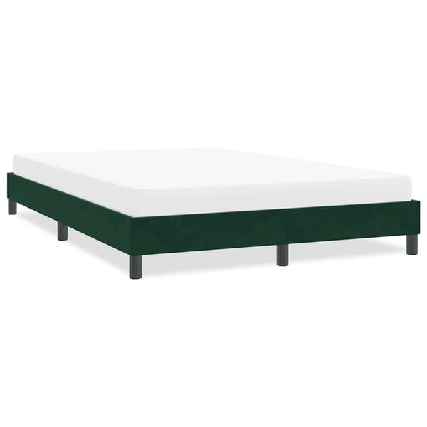 vidaXL Estrutura de cama sem colch&atilde;o 160x210 cm veludo verde-escuro