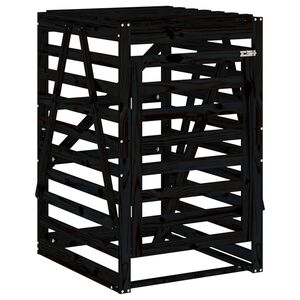 vidaXL Abrigo para caixote do lixo 84x90x128,5 cm pinho maci&ccedil;o preto